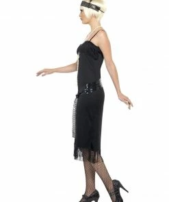 Smiffys 1920's Simple Black Slip Flapper Costume Ladiesc