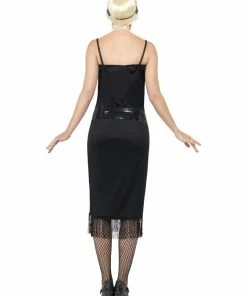 Smiffys 1920's Simple Black Slip Flapper Costume Ladiesc