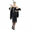 Smiffys 1920's Simple Black Slip Flapper Costume Ladiesc