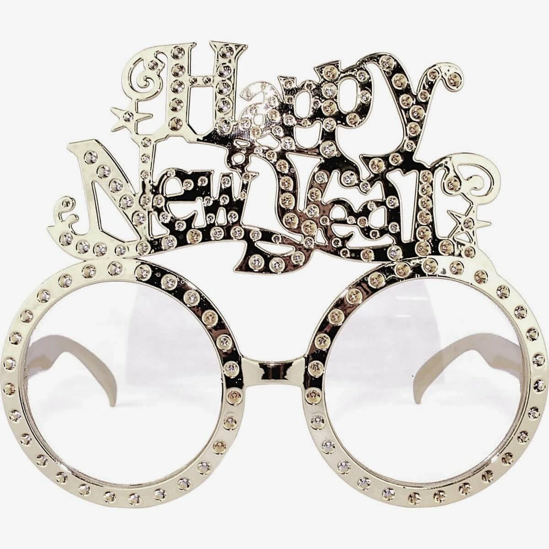 JD Party Happy New Years Cursive Party Glasses - Gold And Silver 4 JD Party Happy New Years Cursive Party Glasses - Gold And Silver