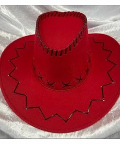 JD Party Fluro Cowboy Hat - Red Hats & Headwear