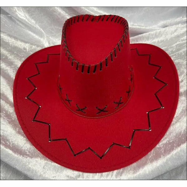 JD Party Fluro Cowboy Hat - Red Hats & Headwear 3 JD Party Fluro Cowboy Hat - Red Hats & Headwear