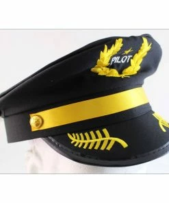 Trademart Hats & Headwear Pilot Captain Black Cap