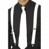 Smiffys Suspenders & Ties White Elasticated Braces