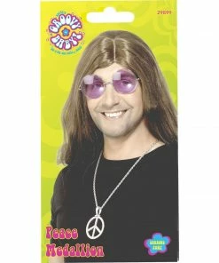 Smiffys 60's Peace Sign Silver Medallion Accessoriesc