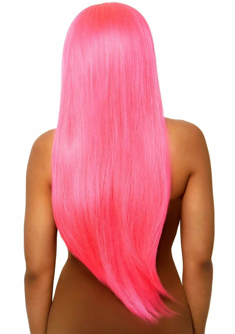 Tomfoolery 33" Long Straight Center Part Wig - Neon Pink 4 Tomfoolery 33" Long Straight Center Part Wig - Neon Pink
