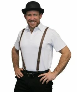 Swedia's Accessoriesc Leather Look Suspenders - Brown