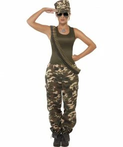 Smiffys Occupations & Uniforms Womens Khaki Camo Costume