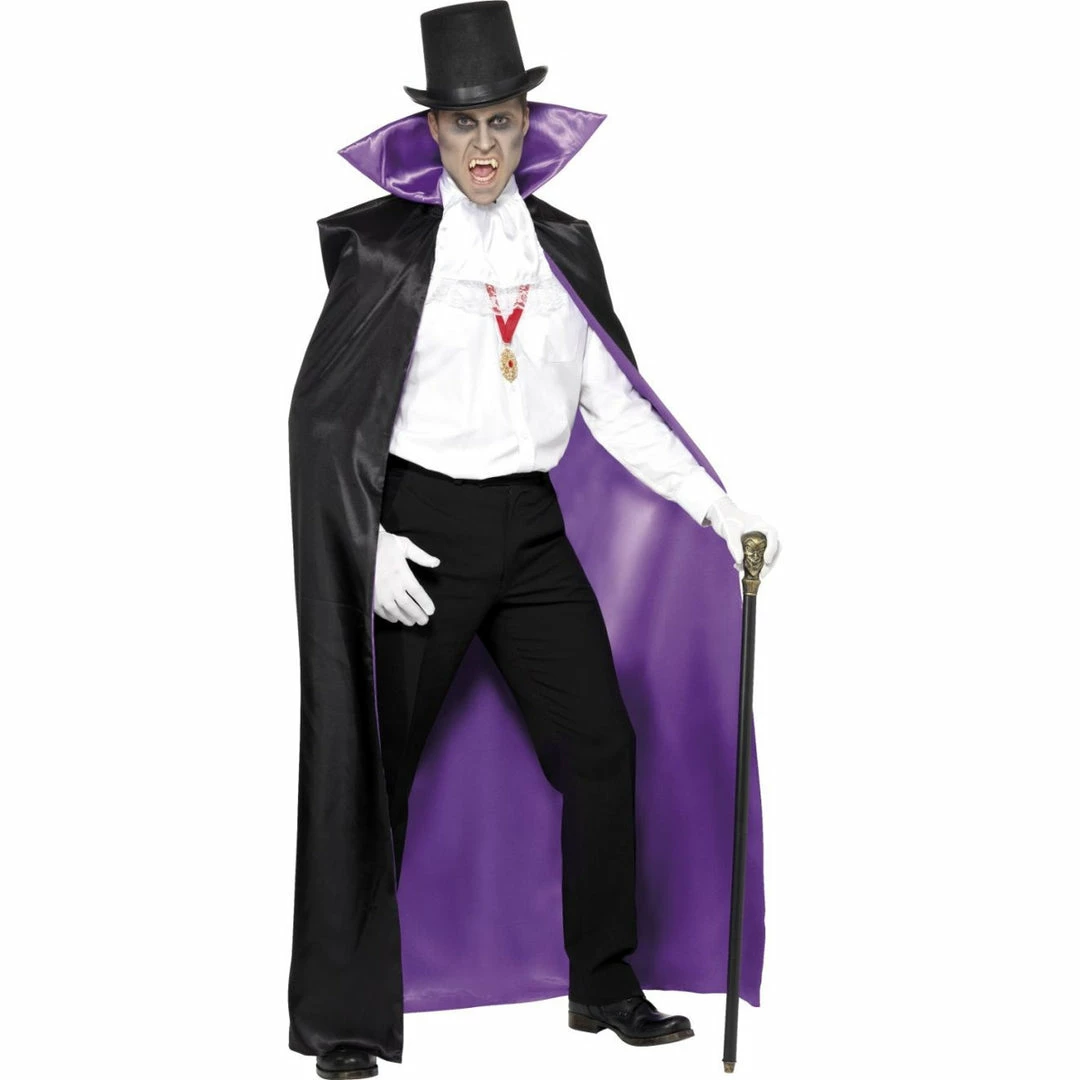 Smiffys Black And Purple Reversible Count Cape 3 Smiffys Black And Purple Reversible Count Cape
