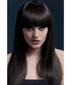 Smiffys Brown Long Blunt Cut With Fringe Fever Wig - Alexia Wigsc