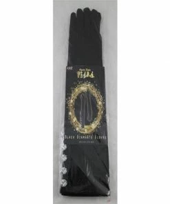 Trademart Long Black Gloves With Gems