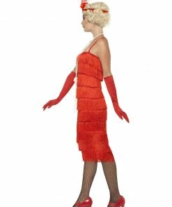Smiffys Long Flapper Costume - Red Ladiesc