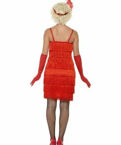 Smiffys Long Flapper Costume - Red Ladiesc