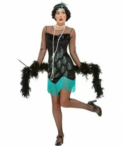 Smiffys 1920s Peacock Sequin Design Flapper Costume Ladiesc