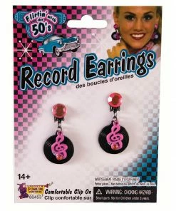 Forum Novelties 50's Record Earrings With Musical Notes