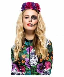 Smiffys Hats & Headwear Day Of The Dead Purple Rose Headband
