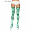 Tomfoolery White And Green Striped Opaque Hold Ups Christmas & New Year