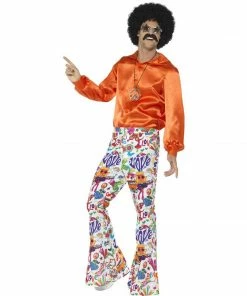 Smiffys 60s Groovy Flared Trousers - Mens Mensc