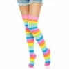 Tomfoolery Leigh Rainbow Acrylic Thigh Highs - Leg Avenue Festival & Pride