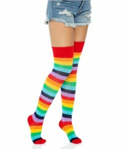 Tomfoolery Cherry Rainbow Spandex Thigh Highs - Leg Avenue