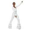 Smiffys 70s Deluxe Glam Jumpsuit Costume - White Ladiesc