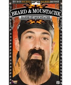 Tomfoolery Biker Black Beard & Moustache Facial Hair