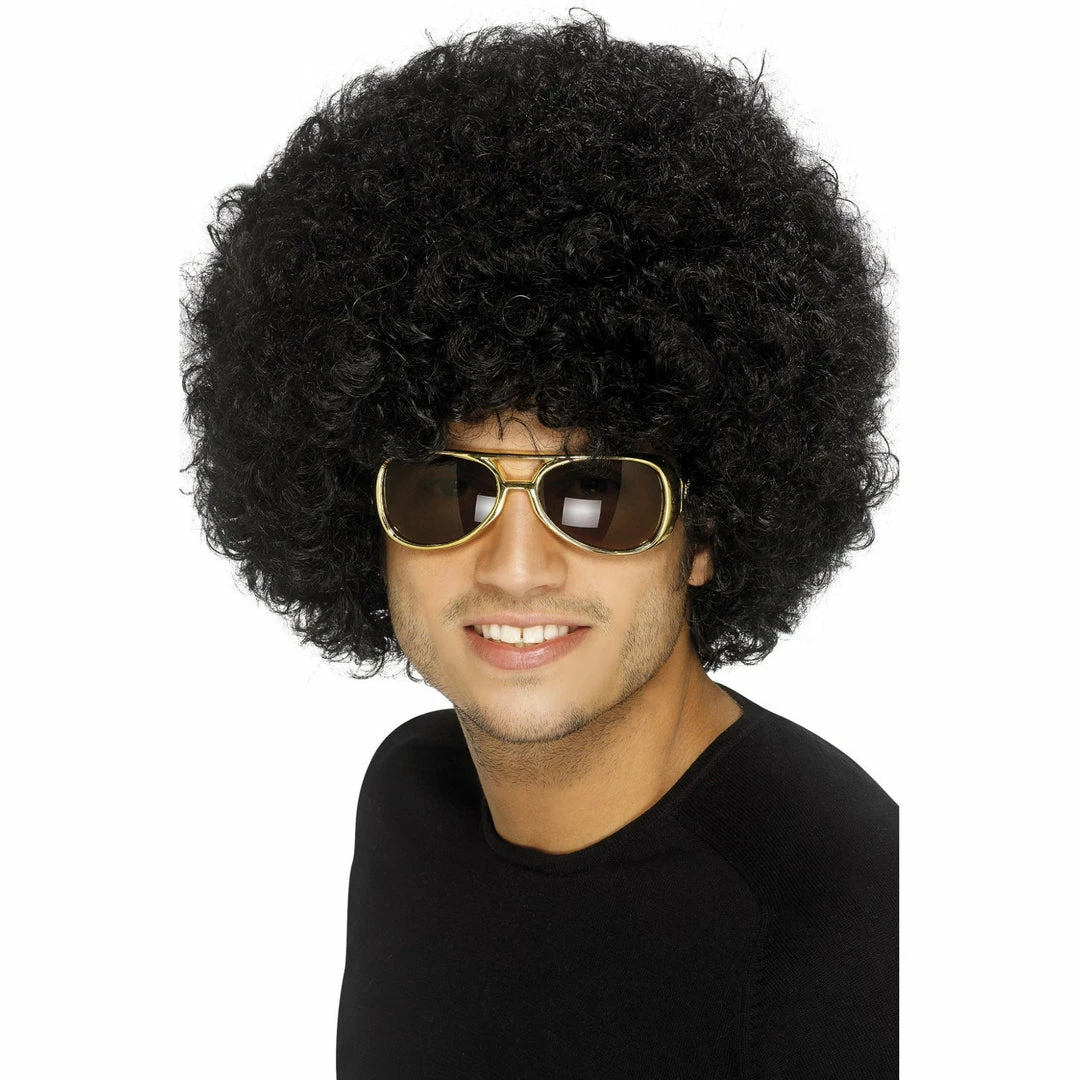 Smiffys Black 70's Funky Afro Wig 1960's 3 Smiffys Black 70's Funky Afro Wig 1960's