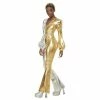 Smiffys 70's Super Chic Gold & Silver Jumpsuit Ladiesc