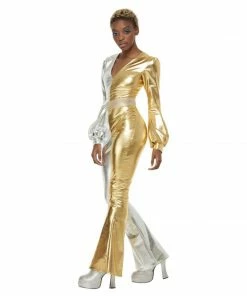 Smiffys 70's Super Chic Gold & Silver Jumpsuit Ladiesc