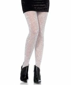 Tomfoolery Silver Lurex Shimmer Tights - Leg Avenue Hosiery