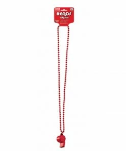 Forum Novelties Accessoriesc Metallic Red Bead Necklace With Whistle