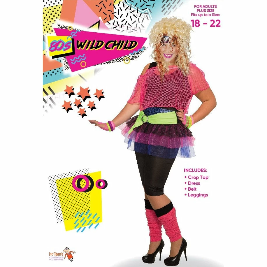 Tomfoolery Ladiesc 80s Wild Child Costume Plus Size - Dr Toms 3 Tomfoolery Ladiesc 80s Wild Child Costume Plus Size - Dr Toms