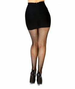 Tomfoolery Rhinestone Fishnet Tights - Black Hosiery