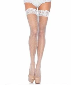 Tomfoolery Fishnet Thigh Highs With Lace Band Accessoriesc
