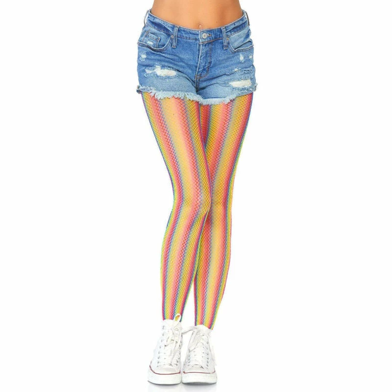 Tomfoolery Rainbow Striped Fishnet Tights - Leg Avenue 3 Tomfoolery Rainbow Striped Fishnet Tights - Leg Avenue