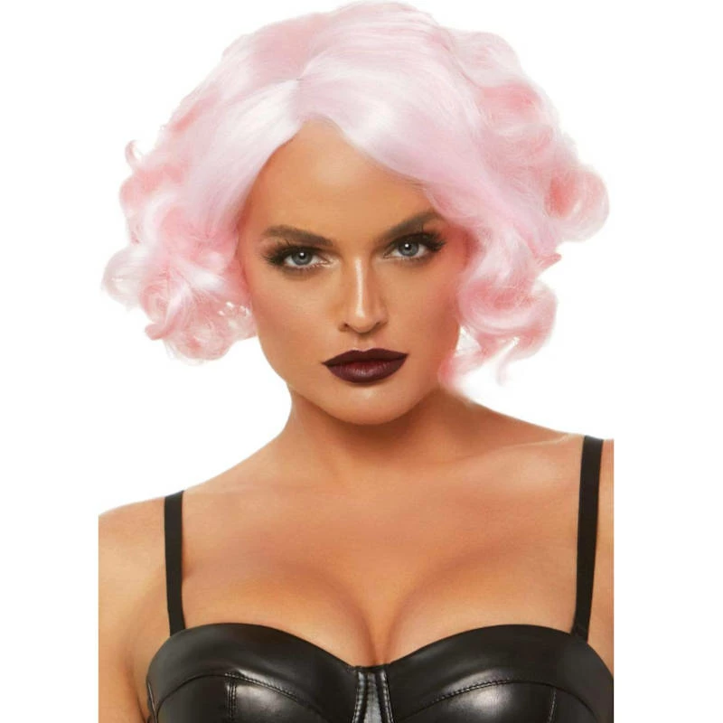 Tomfoolery 1920's Pastel Pink Curly Bob Wig 3 Tomfoolery 1920's Pastel Pink Curly Bob Wig