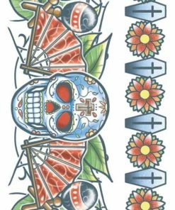 Carnival Products Tinsley FX Temp Tattoo Body Band - Skull Tattoos