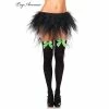 Tomfoolery Black Thigh Highs With Neon Green Bows Hosiery