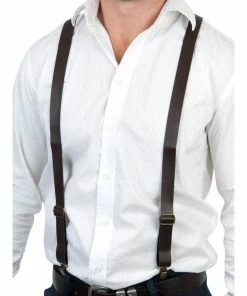 Tomfoolery Suspenders & Ties Braces Leather Look - Brown