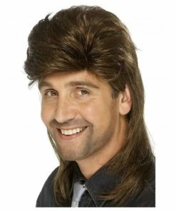 Smiffys Brown Mullet Wig 1980's