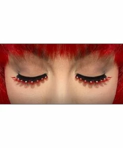 Carnival Products Eyelashes - Black & Red With Crystals Makeup