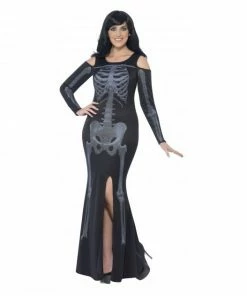 Smiffys Ladiesc Curves Skeleton Plus Costume - Ladies