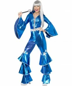 Smiffys 70s Dancing Dream Costume - Blue Ladiesc
