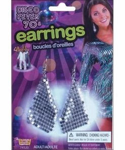 Forum Novelties Disco Mesh Drop Earrings In Silver 1970's