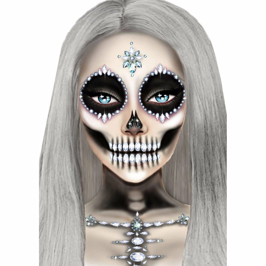Tomfoolery Skeleton Rhinestone Stick-On Face Jewels Halloweenc 3 Tomfoolery Skeleton Rhinestone Stick-On Face Jewels Halloweenc