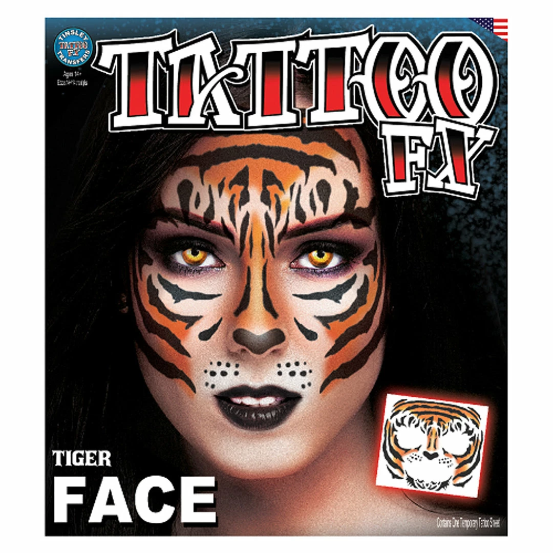 Carnival Products Tiger Face Tattoos - Tinsley FX Temporary Tattoo 3 Carnival Products Tiger Face Tattoos - Tinsley FX Temporary Tattoo