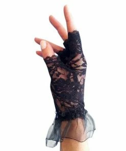Carnival Products 1980's Gloves-Short Lace Fingerless Black