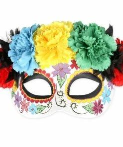 Tomfoolery Mexican Frida Bright Flowers Day Of The Dead Eye Mask