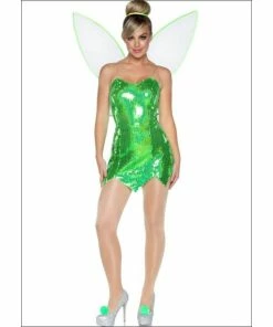 Tomfoolery Green Fairy Dress Set With Wings Ladies Costume