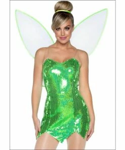 Tomfoolery Green Fairy Dress Set With Wings Ladies Costume
